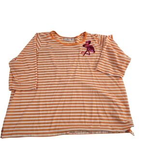 Quacker Factory Orange Striped Flamingo Sequin Top‎ Plus Size 3X